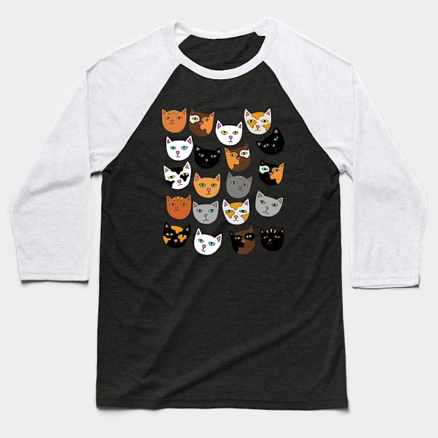 Crazy Cat Lady Pattern cats Baseball T-Shirt by bubbsnugg